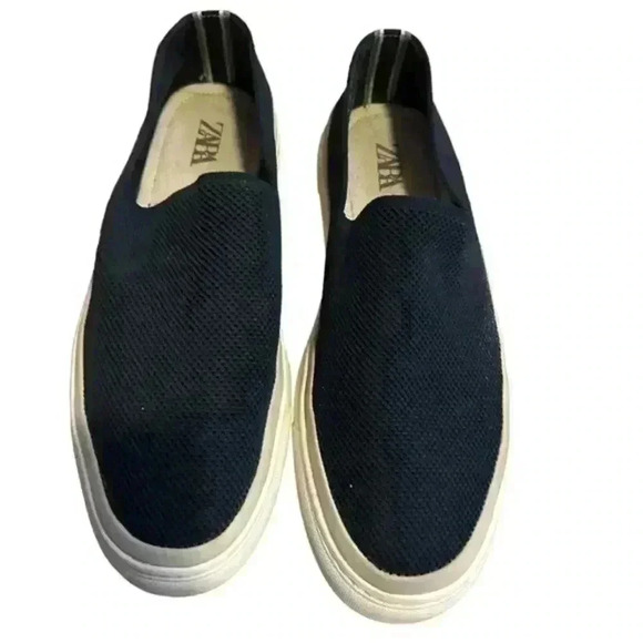 Zara Navy Blue Knit‎ Mesh Slip On Sneakers, 43 M9.5 - Picture 5 of 5
